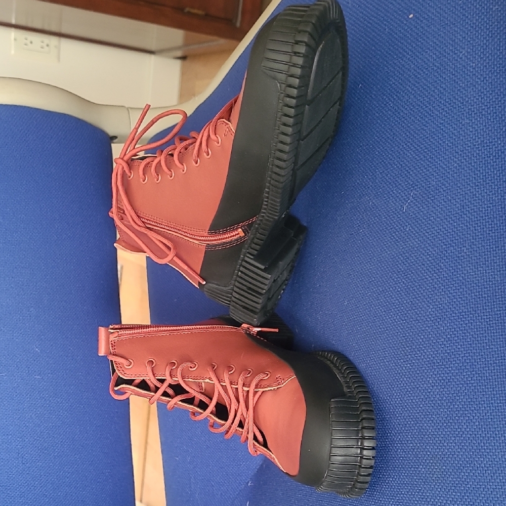 Local European Red and Black Combat Boots
